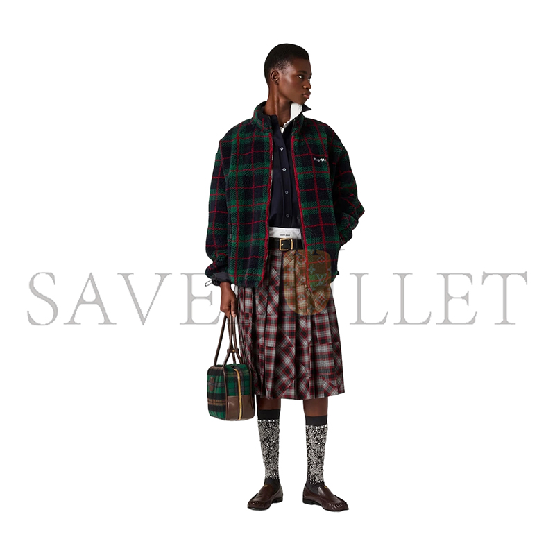 MIU MIU CHECKED TEDDY ZIPPER JACKET MJL042 MIU MIU CHECKED TEDDY ZIPPER JACKET MJL042